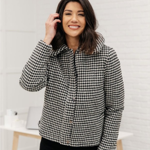 Andree by Unit Small Houndstooth Heavyweight Winter Puff Jacket - Picture 2 of 9